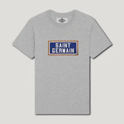 T-SHIRT COTON BIO BRODÉ - SAINT GERMAIN - GRIS
