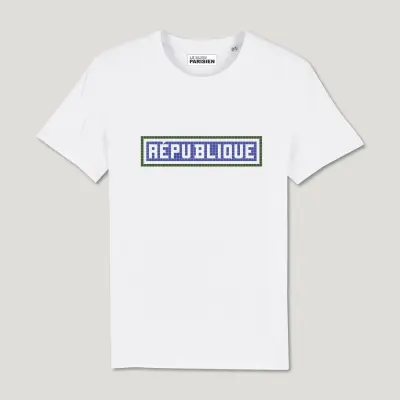TEE SHIRT COTON BIO IMPRIMÉ - RÉPUBLIQUE - BLANC