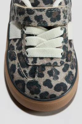 Sneakers - Beige/imprimé léopard
