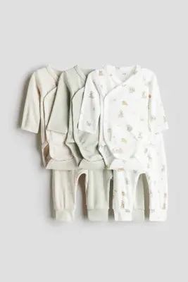 Ensemble 6 pièces avec bodies et pantalons - Vert clair/animaux