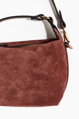 Sac crossbody en cuir velours - Brun rouille
