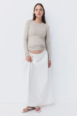MAMA Top en jersey côtelé - Beige clair chiné