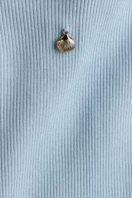 Débardeur en coton côtelé - Bleu ancien/coquillage