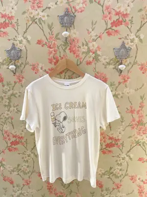 Nouveau ! RE/DONE T-shirt Classic Snoopy Ice Cream Vintage White
