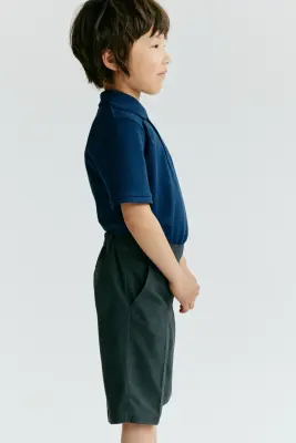Polo scolaire en coton - Bleu marine