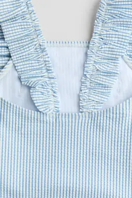 Maillot de bain volanté - Bleu clair/rayé