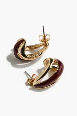 Boucles d'oreilles gouttes - Doré/bordeaux