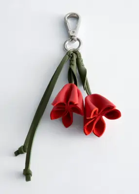 Breloque de sac tulipe - Vert/Rouge