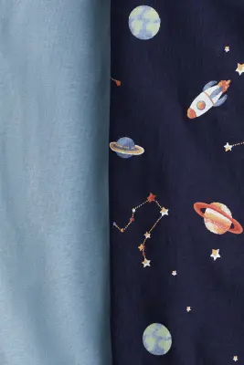 Lot de 2 pyjamas à motif en coton - Bleu marine/espace