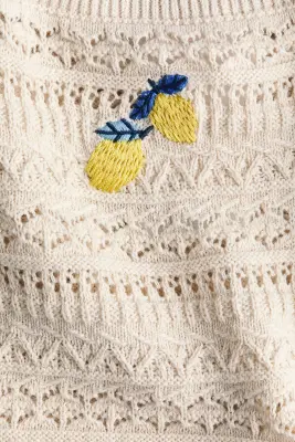 Robe en coton avec détail brodé - Beige clair/citrons