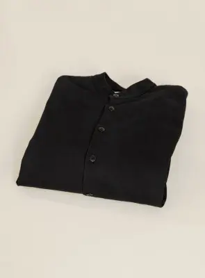 Chinese Jacket in Black Overdyed Denim