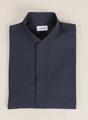 Origami Collar Shirt in Slate End-on-End