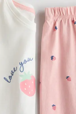 Pyjama imprimé en coton - Rose/fraises