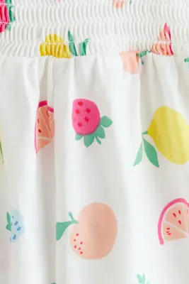 Barboteuse en coton - Blanc/fruits