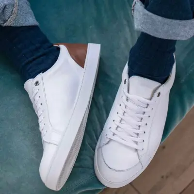 Baskets impact blanches et camel