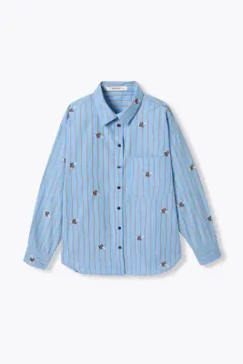 Chemise oversize rayée brodée