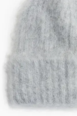 Bonnet en maille côtelée d'alpaga mélangé - Gris