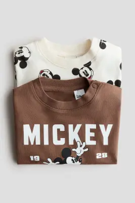 Lot de 2 T-shirts imprimés - Marron/Mickey