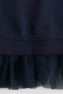 Robe en molleton avec jupe en tulle - Bleu marine/Tout mes amies