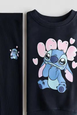 Ensemble 2 pièces avec sweat et legging - Bleu marine/Lilo et Stitch