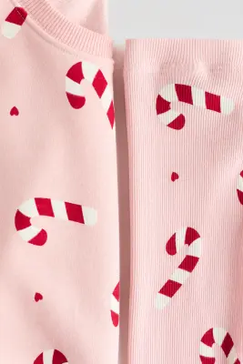 Ensemble 2 pièces avec sweat et legging - Rose clair/sucres d'orge