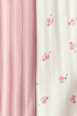Lot de 2 leggings - Rose clair/fleuri