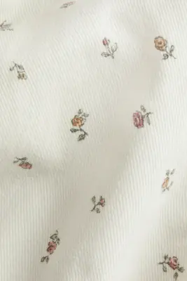 Pantalon en twill de coton imprimé - Blanc/fleuri