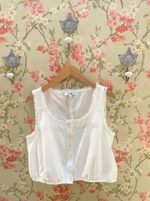 Nouveau ! RE/DONE Blouse Allegra Vintage White