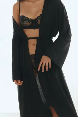 Robe de chambre en jersey - Noir
