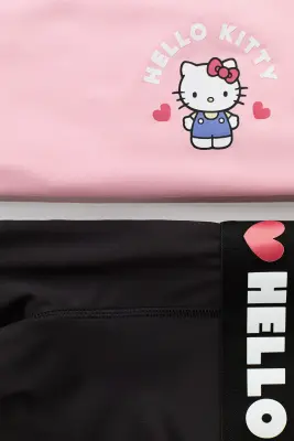 Ensemble de sport imprimé 2 pièces - Rose clair/Hello Kitty