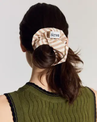 Chouchou Billy XL  rayures orange, bleu et écru