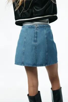 Minijupe trapèze - Bleu denim
