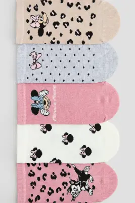 Lot de 5 paires de chaussettes sans tige - Rose clair/Minnie