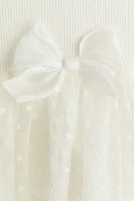 Robe en jersey avec jupe en tulle - Blanc