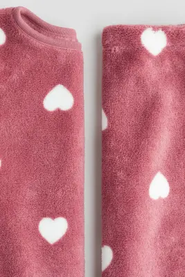 Pyjama en tissu peluche avec applications - Rose/motif