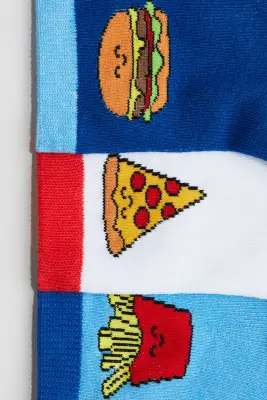 Lot de 7 paires de chaussettes - Bleu foncé/burgers