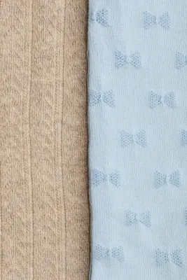 Lot de 2 collants en maille fine - Bleu clair/beige