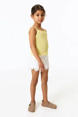 Top ornementé en maille - Jaune clair