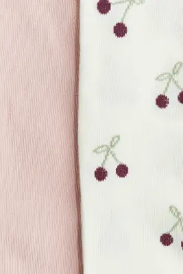 Lot de 2 collants en maille fine - Blanc/cerises