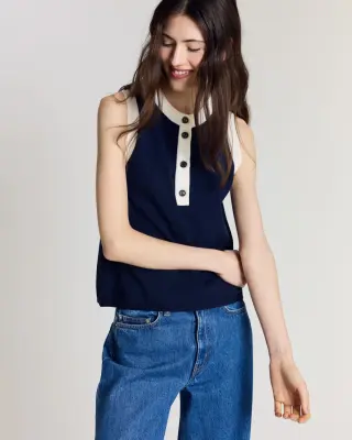 Top Neo bleu marine et blanc