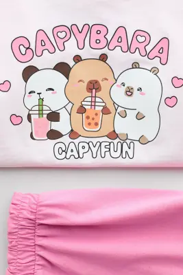Pyjama en coton avec motif imprimé - Rose/capybara