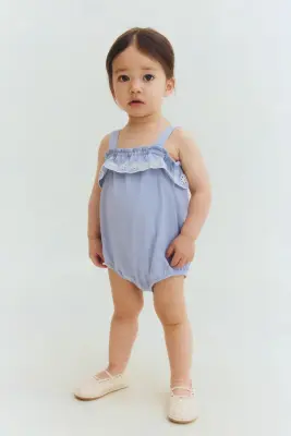 Barboteuse en coton - Bleu clair