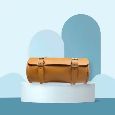 Sacoche à Vélo en Cuir Camel