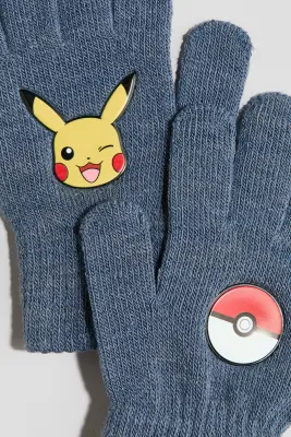 Gants avec application - Bleu ancien/Pokémon