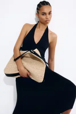 Sac porté épaule en paille - Beige