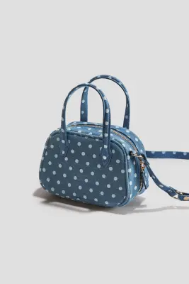 Sac crossbody en denim - Bleu denim/pois