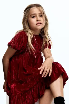 Robe en velours frappé - Rouge