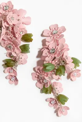 Boucles d'oreilles avec grappes fleuries - Rose ancien