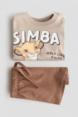 Ensemble imprimé 2 pièces - Beige/Le Roi lion
