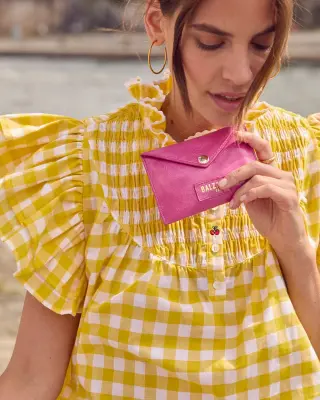 Porte-cartes Louisa vernis froissé rose
